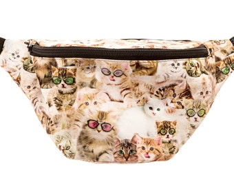Kittens Fanny Pack - Cute cool rave festival waist bag with Hidden Pocket