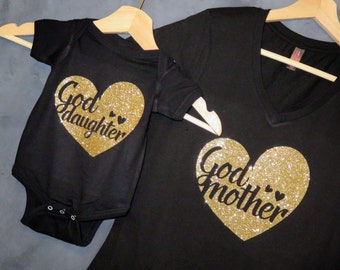 Godmother + Goddaughter T-shirt Package, Godmother Gift, Will you be my Godmother?, Godmother shirt, Gift for friend, Mommy and Me, Baptism