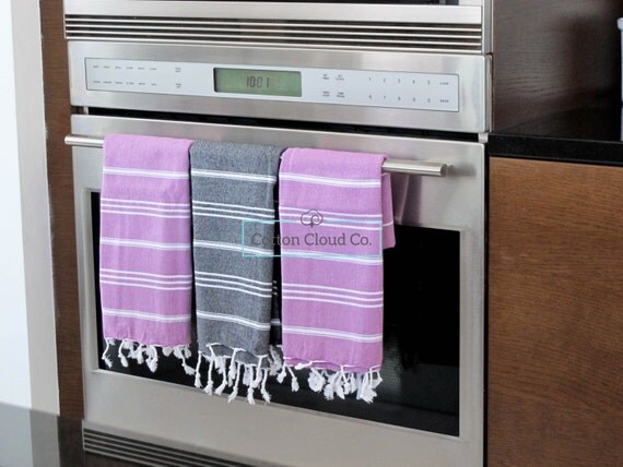 Eco Friendly Turkish Towel Classic Purple Hand Towel | Head Towel | Kitchen Towel | Tea Towel | Kids Towel | SET OF 2