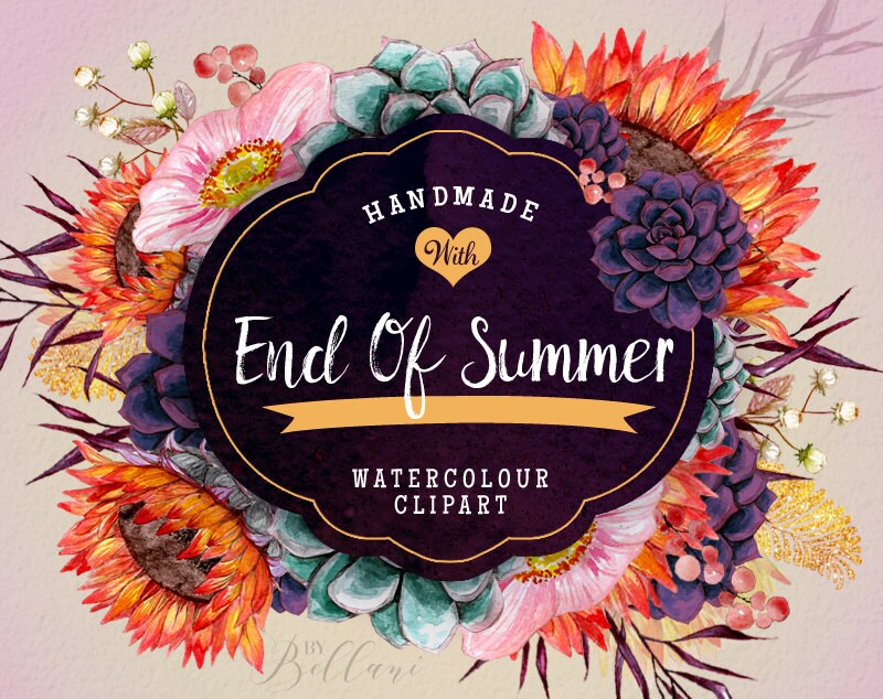 End of Summer original floral watercolor clipart set by ...