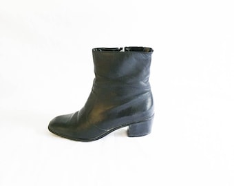 Chelsea Boots - Leather boots - Black chelsea boots - size 7 boots - leather ankle boots - Selby boots - zip up leather boots - Beatles boot