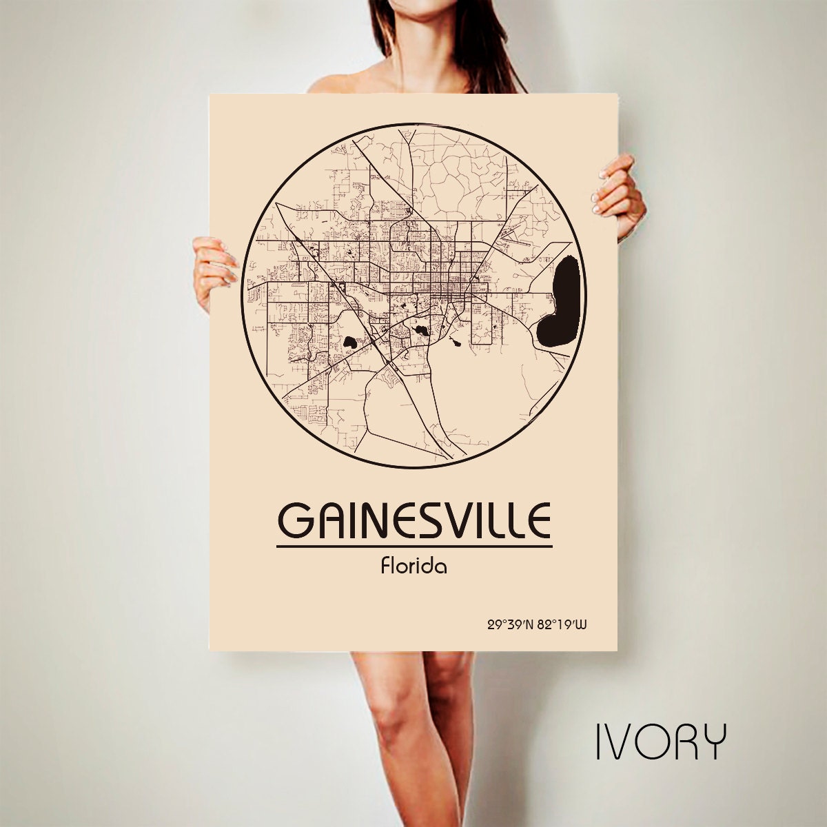 GAINESVILLE Florida CANVAS Map Gainesville Florida Poster City