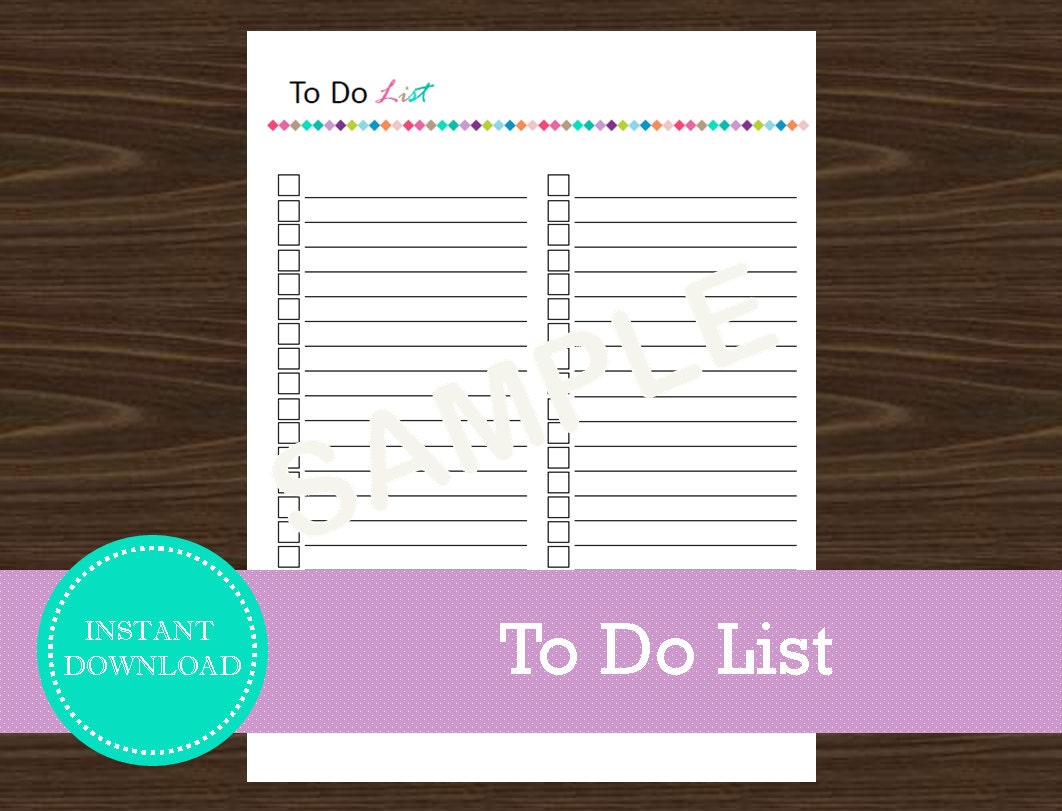 To Do List Productivity List Printable and Editable