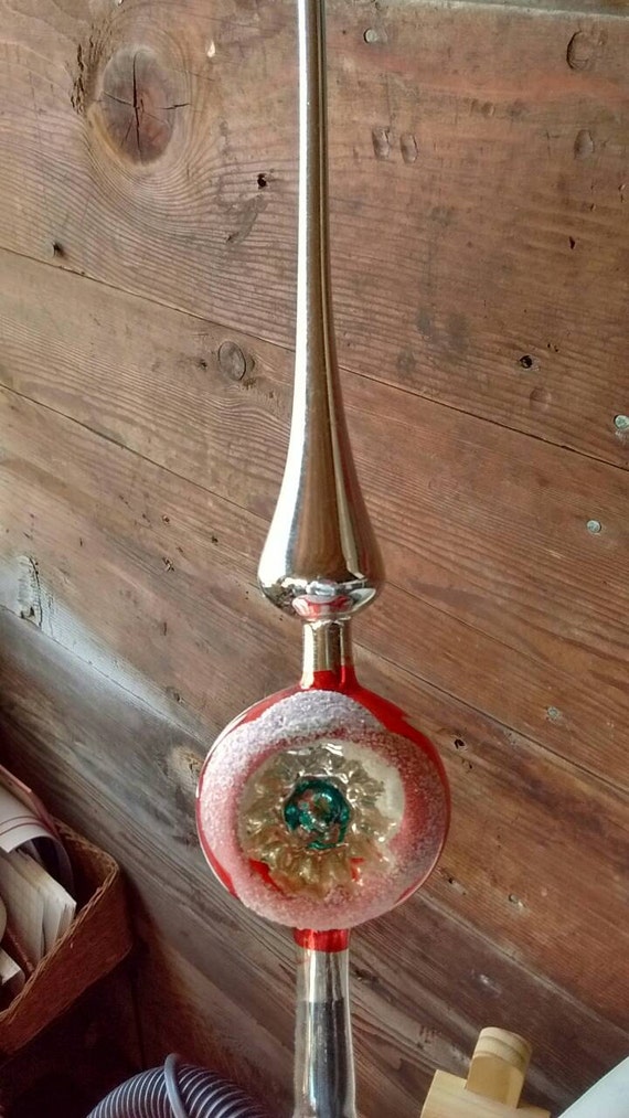 Vintage Shiny Brite Christmas tree topper in it's