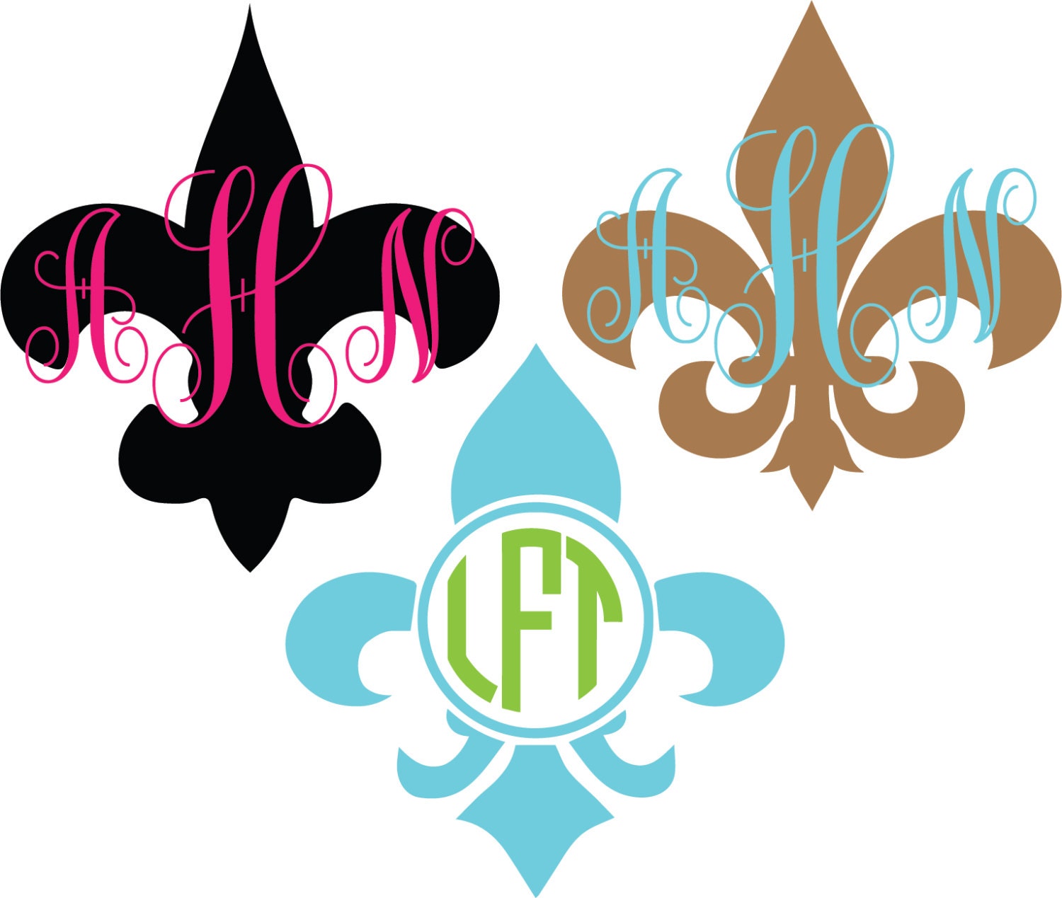 Fleur De Lis Monogram Vinyl Decal Car Sticker By Argraphicdesigns