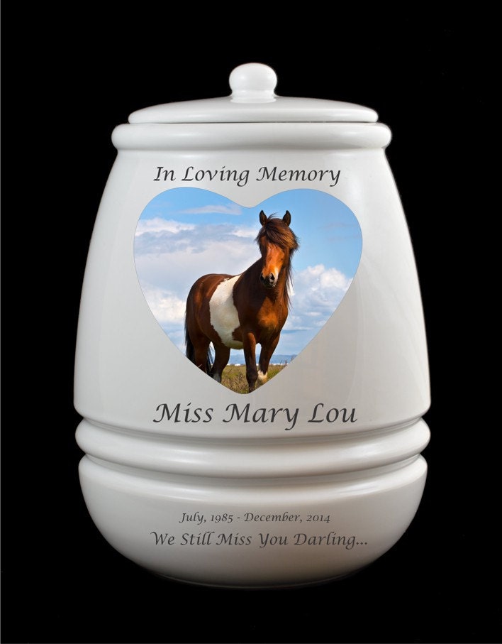 Large Cremation Urn for Horse Ashes Large by PetPhotoMemorials