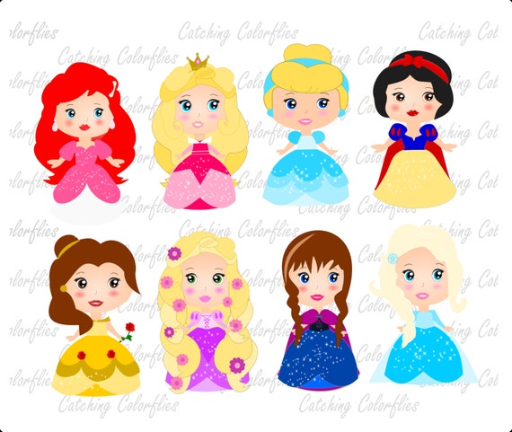 Cute Princesses Clip art set Digital Princess clipart