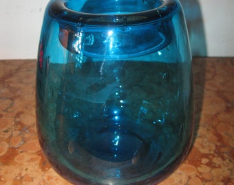Mid Century Modern Modernism Teal Blue Vase! #BV