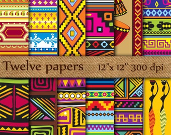 Tribal Digital Papers: "ETHO PATTERN" ethnic digital papers, exotic papers , ikat digital papers , tribal background