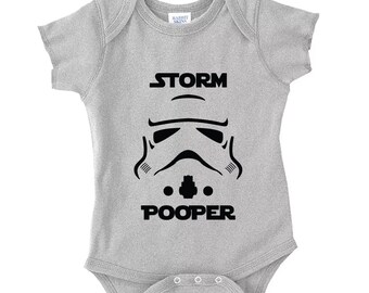 Star Wars storm pooper onesie, star wars onsie, baby gift, baby shower gift, star wars, baby bodysuit, S00070 (Heather Onesie)