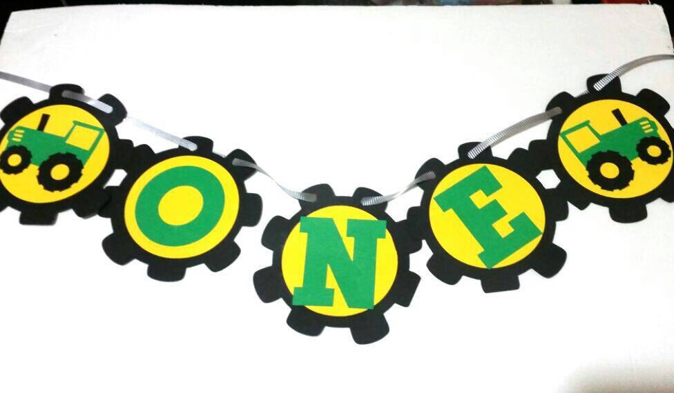 John Deere Themed 1st birthday banner Tractor themed high