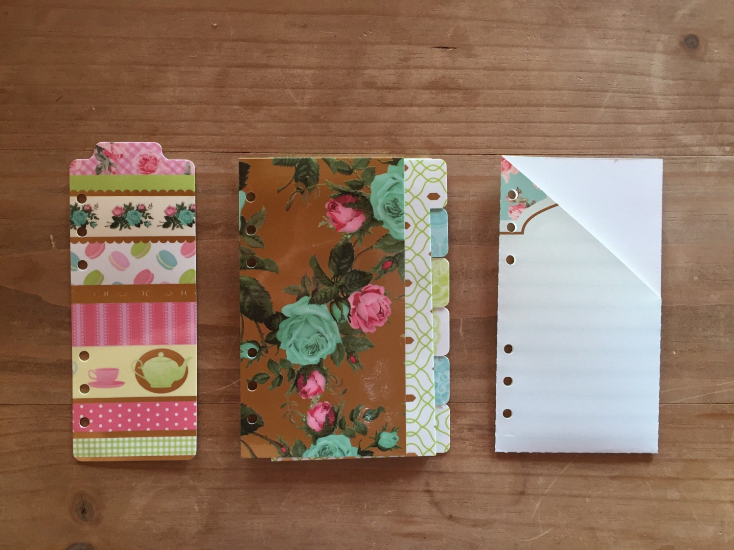 Personal planner divider set / 6 tab dividers one pocket