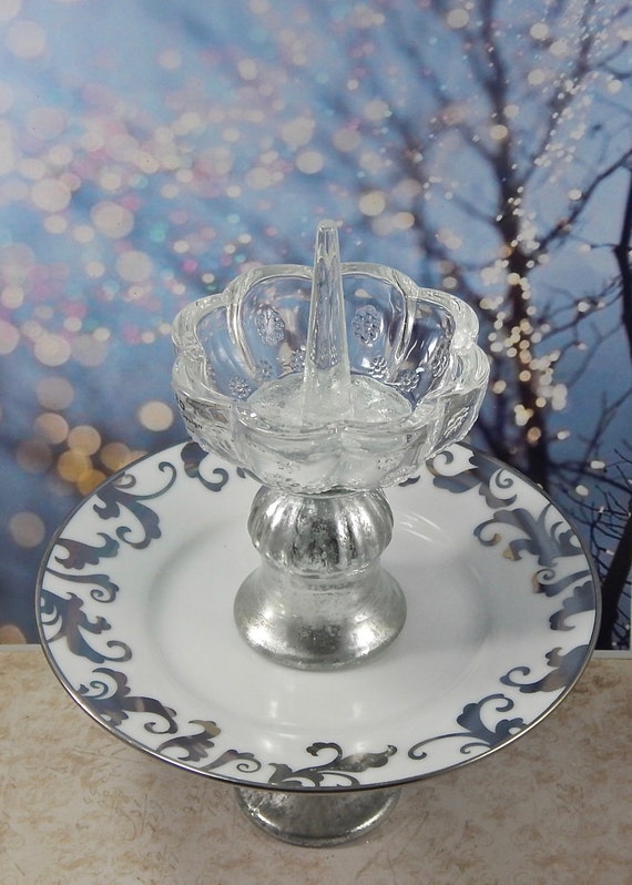 Items similar to Crystal Jewelry Holder, Chrome Ring Dish, Silver Ring