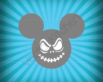 Mickey Inspired Halloween Head Face Template SVG EPS Silhouette DIY Cricut Vector Instant Download