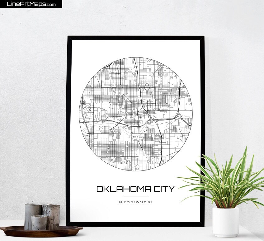 Oklahoma City Map Print City Map Art of Oklahoma City
