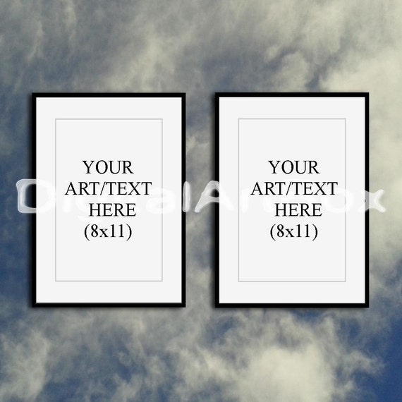 Set of Two 8x11 Vertical Black Frame a4a2 Sky
