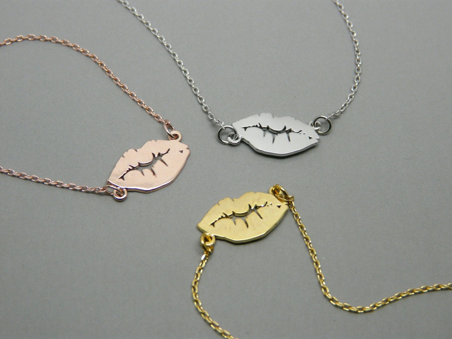 Kiss necklace Gold lips necklace Sexy lips pendant Love