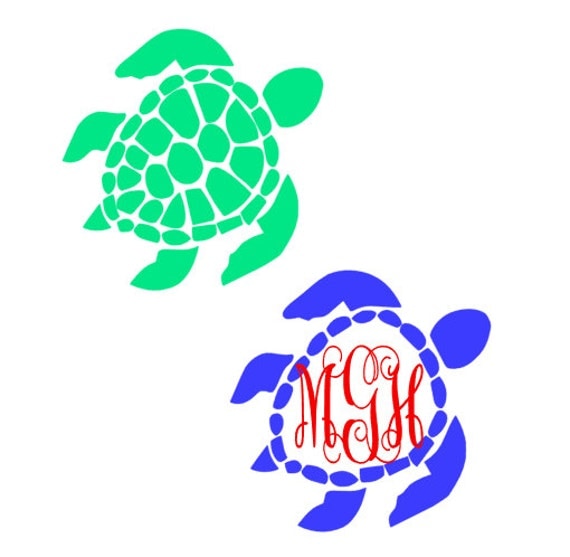 Sea Turtle Monogram Turtle Monogram Initial Decal Vinyl