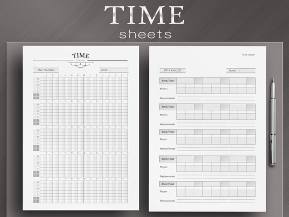 TIMESHEET and TIME TRACKER pages 4 printable by NEATandCORPORATE