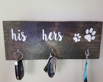 Dog Leash Holder|Key Hanger|Dog Leash and Key Holder|Funny Pet Decor|Key Leash|His Hers Dogs|Leash Key Hanger|Pet Lover Decor|Dog Owner Gift