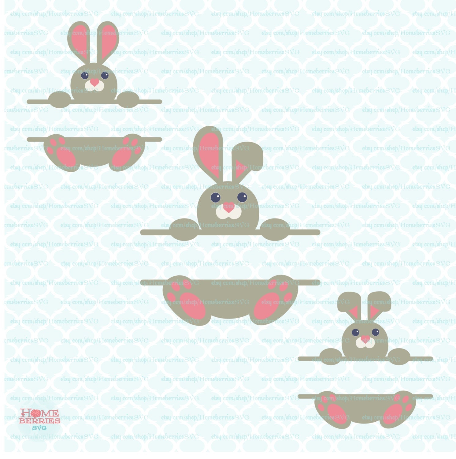 Easter Svg Easter Bunny Svg Bunny Split Monogram Frame Svg Eps