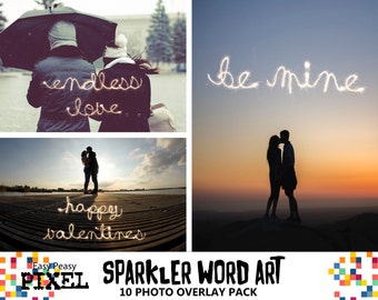 SPARKLERS WORDART, Sparklers Overlays, Photoshop Overlays, Photoshop Overlay, Cursive Alphabet, Phrases, Love, Valentines, Valentines Day