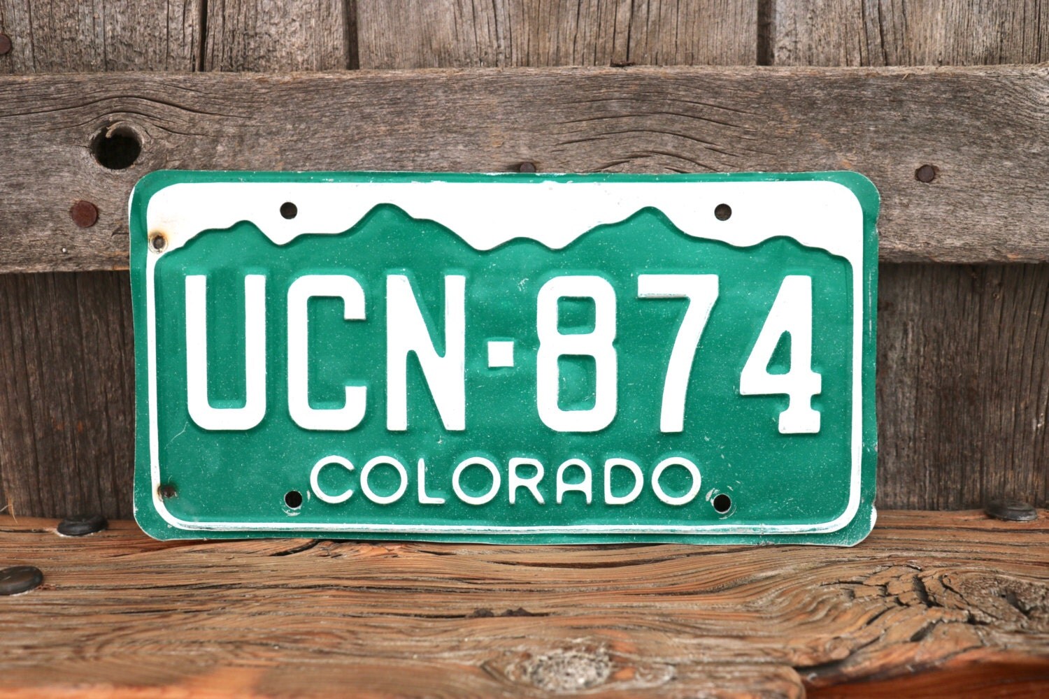 Colorado License Plate Number UCN874/Vintage by AmericanAntique
