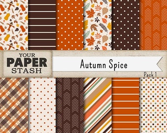 Autumn Digital Paper, Autumn, Thanksgiving, Halloween, Wedding, Pumpkin Spice, Digital Paper, Scrapbook Paper, Scarecrow, Leaves, Crafts