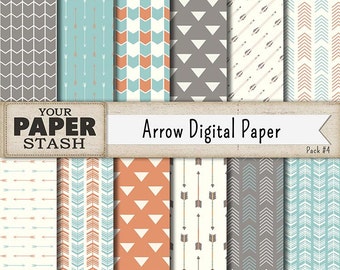 Arrow Digital Paper, Tribal Digital Paper, Hipster Arrows, Arrow Scrapbook Paper, Arrow Backgrounds, Southwest Colors, Commercial Use