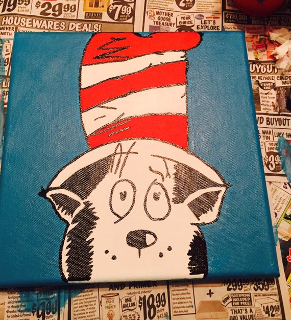 Items similar to Dr Seuss canvas- The Cat in the Hat on Etsy