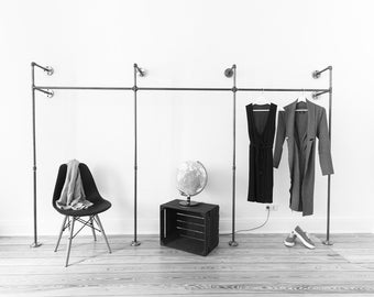 steel pipe open wardrobe clothing rack coat by VariousDesignShop