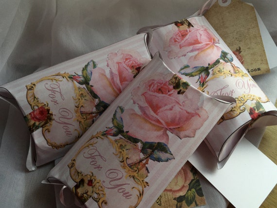 Pink Rose Pillow Box Printable For You Gold Framed Victorian Scrap Shabby Pink Stripe Searsucker ...