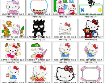 Embroidery Design Hello Kitty - PES Format - 29 Images - 4 x 4 Hoop Size