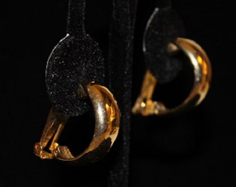 Vintage Gold Plated Clip Back Hoop Earrings; 313057