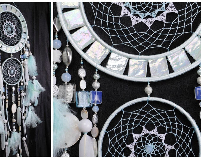 NOW Dreamcatcher Mint mosaic Dream Catcher Large Dreamcatcher New Dream сatcher gift idea pearlescent dreamcatcher boho dreamcatcher wall