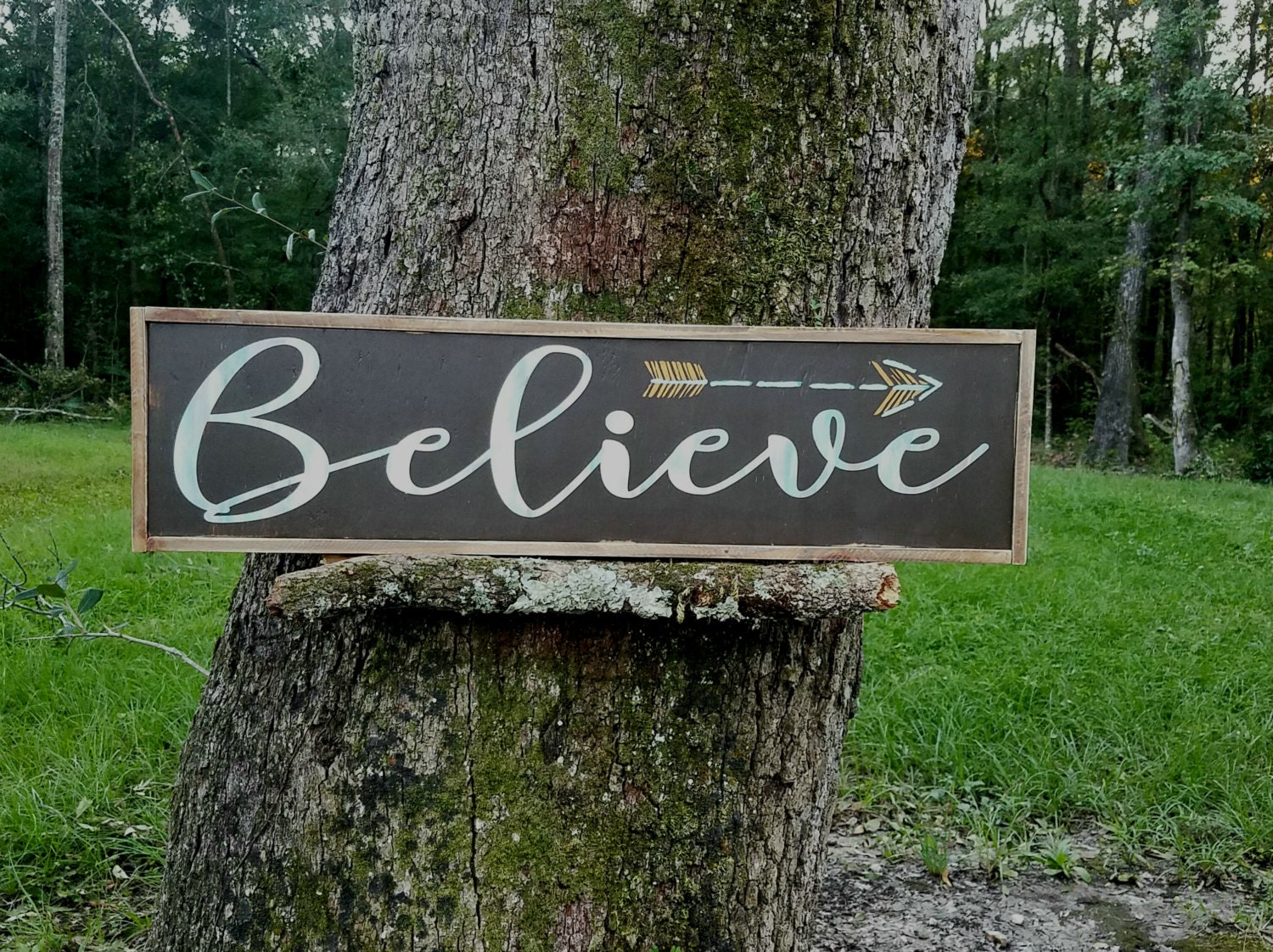 Believe Wood Sign Large Rustic Wood Sign Encouraging