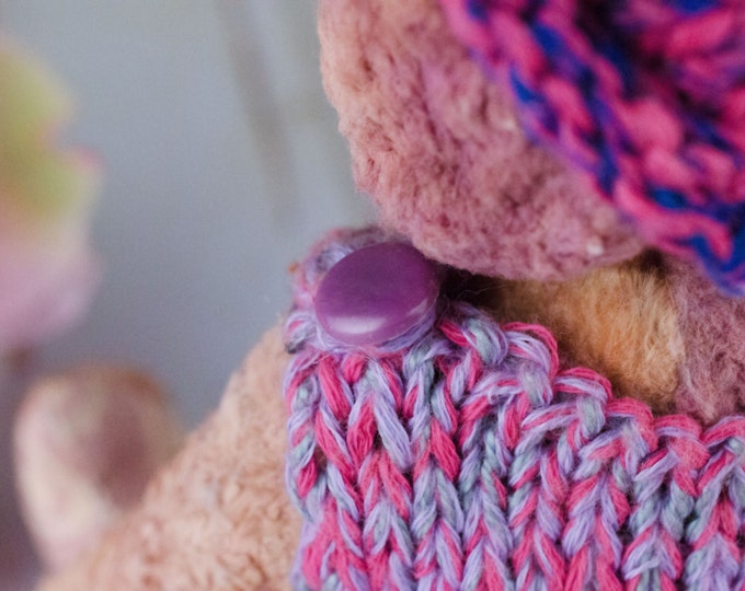 Pink Teddy Bear artists , Teddy Bear artists , handmade toy , OOAK teddy bear with