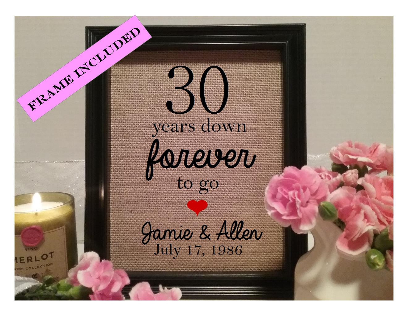 FRAMED 30 year wedding anniversary gift 30th wedding