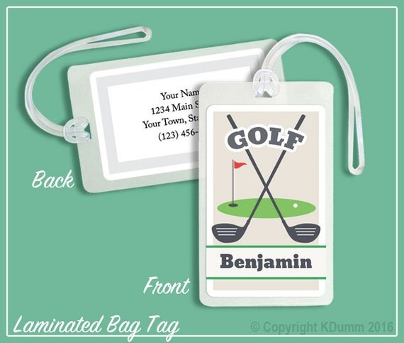 Personalized Laminated Bag Tag Sports Golf Man by BagTagsAndMore