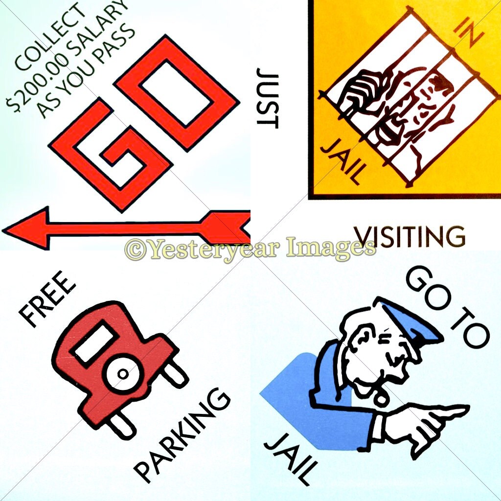 Vintage Monopoly FOUR SQUARES Printable Digital Images