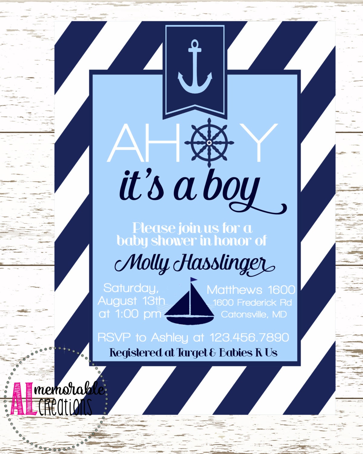 Baby Shower Invitation Ahoy It's A Boy Baby Boy