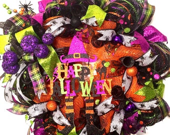 Halloween Deco Mesh Wreath, Halloween Wreath, Halloween Mesh wreath