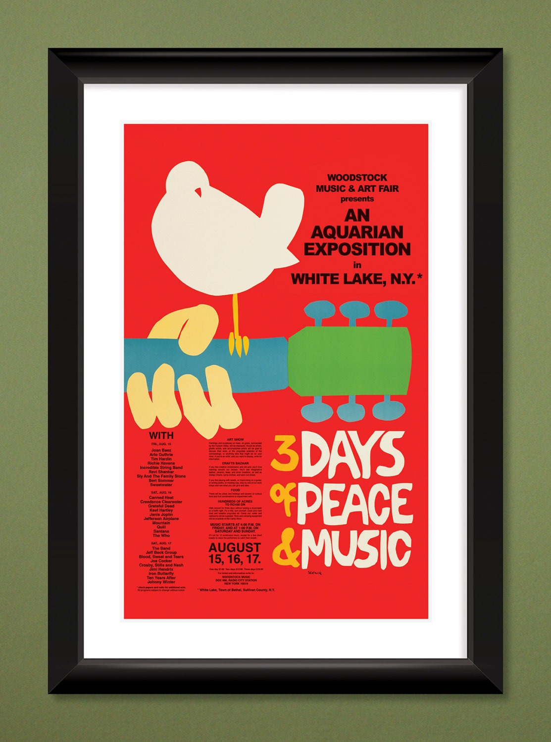 Woodstock 1969 Concert Poster Heavyweight Art Print 12x18