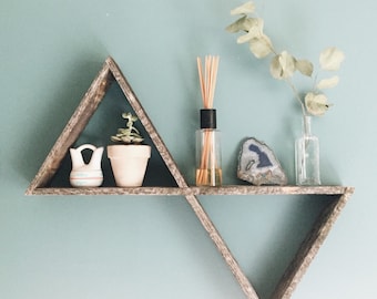 Double Triangle Shelf, Pallet Wood Shelf, Geometric Shelf, Pallet Wood Art, Reclaimed Wood Shelf, Pallet Art