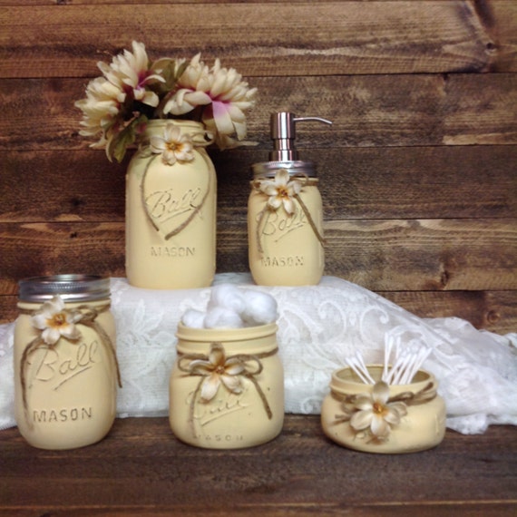 shabby chic mason jars bathroom setsand flowersrustic shabby chic mason jars bathroom setsand flowersrustic