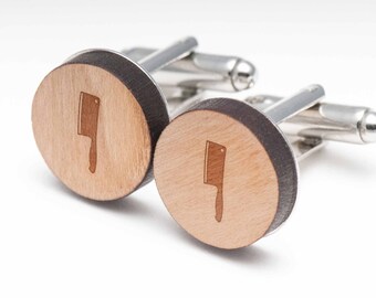 Cleaver Wood Cufflinks Gift For Him, Wedding Gifts, Groomsman Gifts, and Personalized