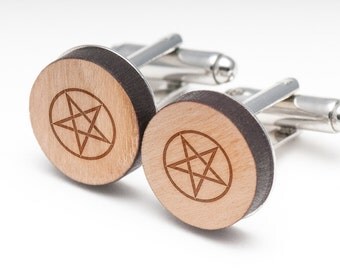 Satan Wood Cufflinks Gift For Him, Wedding Gifts, Groomsman Gifts, and Personalized