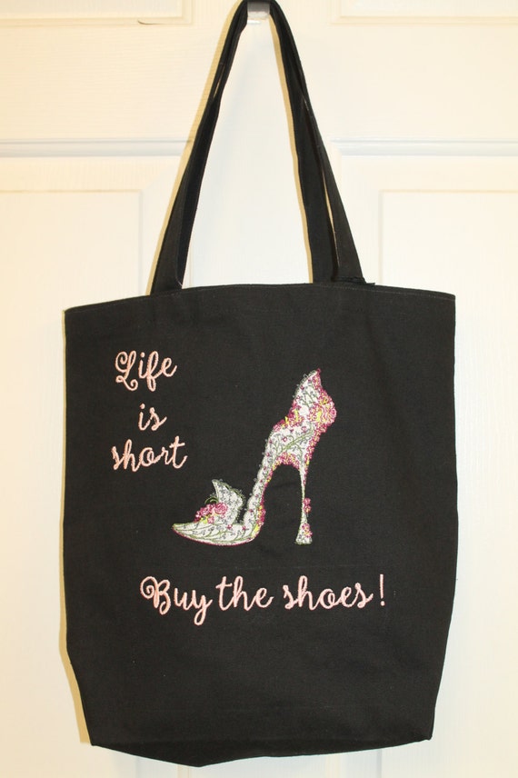 Custom Embroidered Fantasy Shoe Cotton Tote Bag Lined