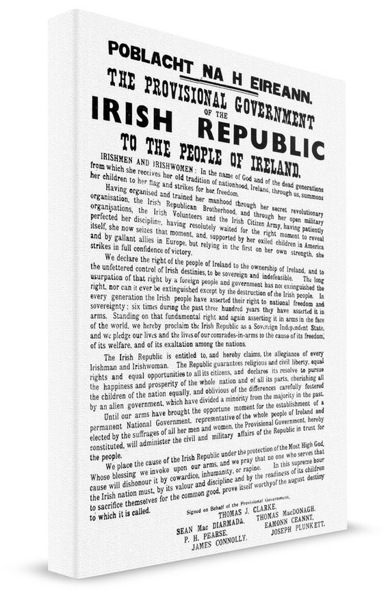 A print of the 1916 Irish Proclamation of Independence