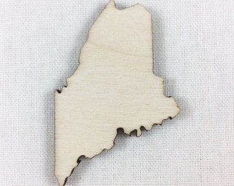 Maine State Wood Laser Cut Shape, Wood Maine Cut Out, DIY Laser Cut Craft Supply, Many Size Options, Wood States